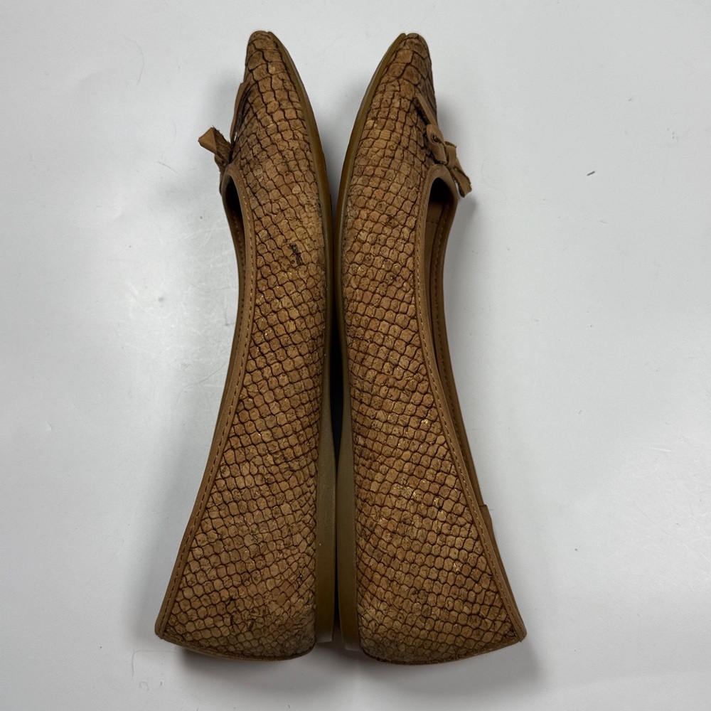 BORN Carri Brown Cork Snake Print Bow Ballet Slip-on Flats S-504 Sz 7.5 - Picture 8 of 9